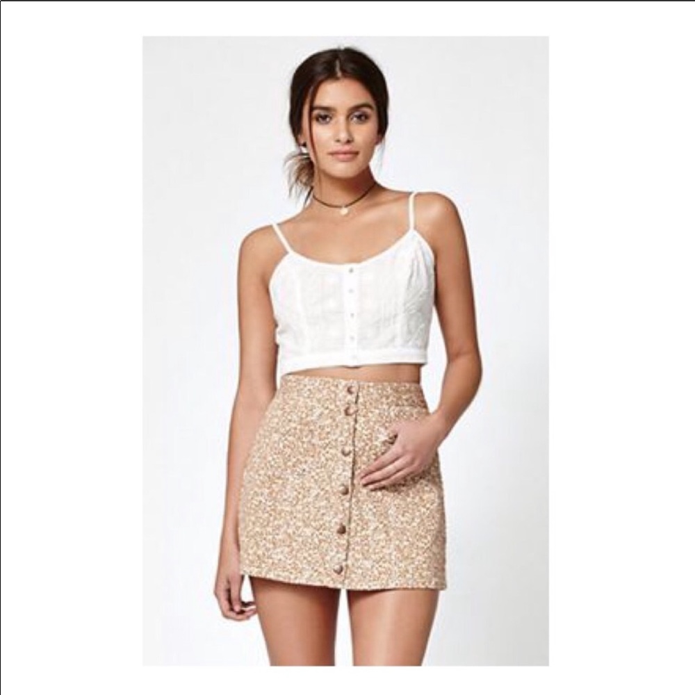 Tan and White Floral Skirt